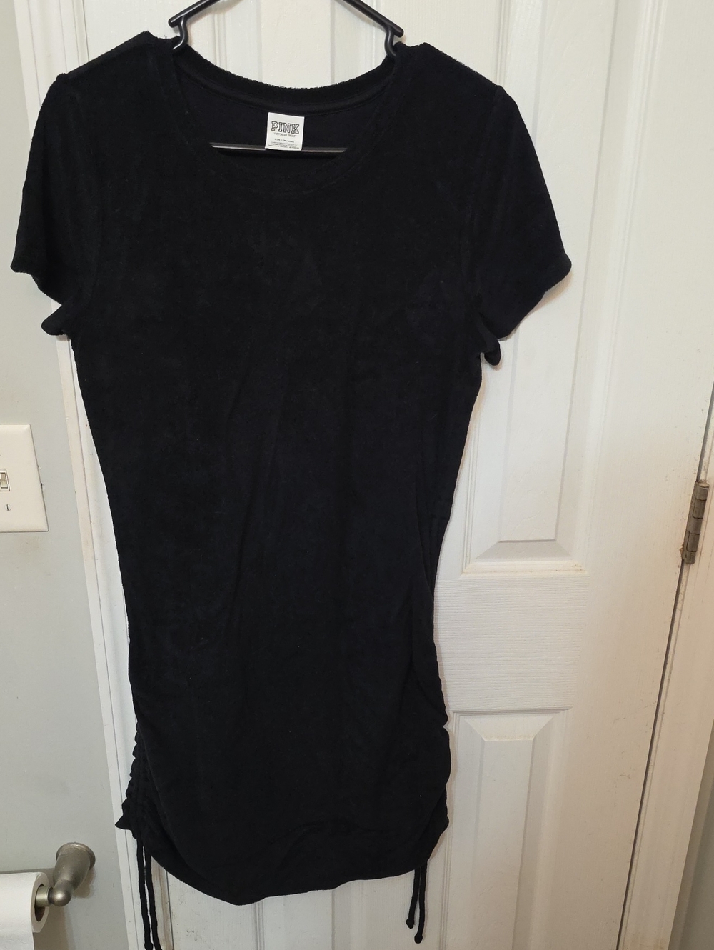 PINK Victoria's Secret Black Short Sleeve Tee Dress with Side Drawstrings
